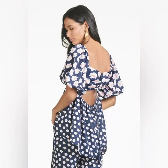 New! Sachin & Babi Lyra Baby Doll Top in Blue & Pink Ikat Floral 🌸 sz 0 NWT! - Picture 5 of 14